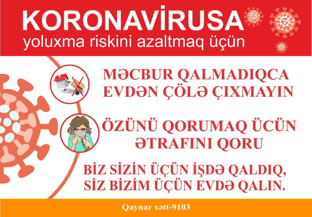 Qaradağ rayonunda koronovirus “COVİD 19” infeksiyasına qarşı dezinfeksiya işləri davam etdirilir
