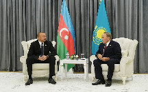 İlham Əliyev Nazarbayev və Ruhani ilə görüşdü - Fotolar
