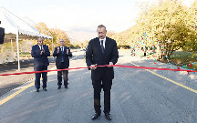 Prezident Qaxda avtomobil yolunun açılışını etdi - Fotolar