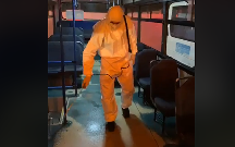 Bakıda avtobuslar dezinfeksiya edildi - Video