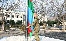 Dövlət başçısı azad edilmiş ərazilərdə Azərbaycan bayrağını ucaltdı